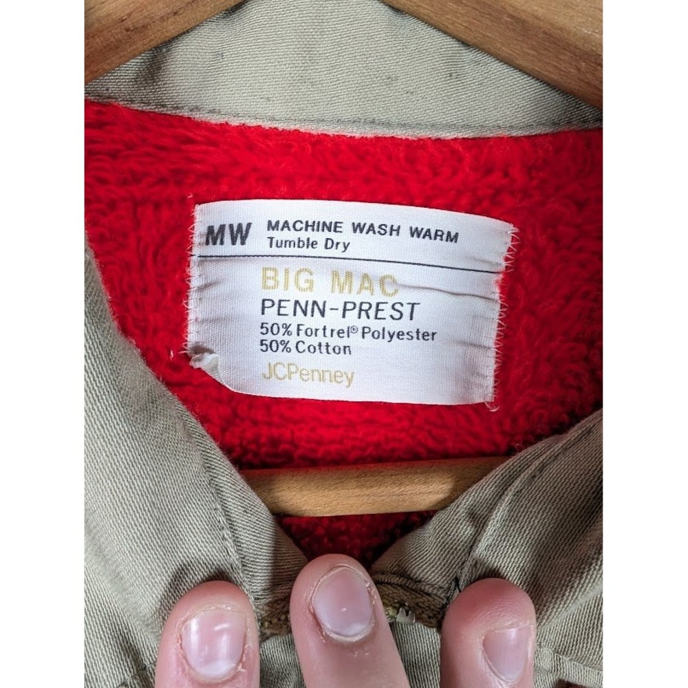 Vintage Big Mac JC Penney Big Mac Flannel Lined Jacket Size Large XL Twill 70s - Picture 3 of 7